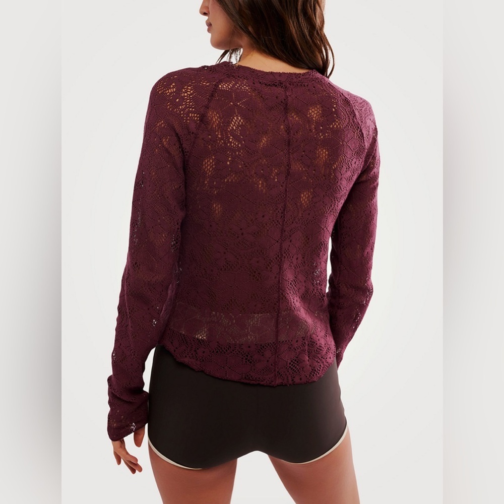 Free People In The Meadow Lace Top in Port Royal, Size Small - Picture 2 of 11